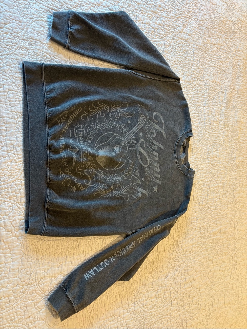 Johnny Cash Overdyed Graphic Pullover Sweatshirt - OS